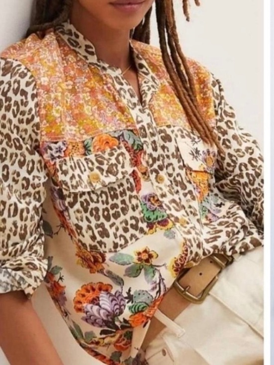 Anthropologie Tops - Anthropologie S Pilcro Relaxed Tunic Buttondown Top